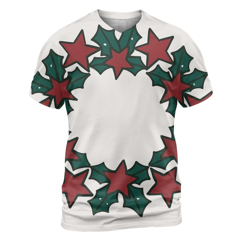 Holly Star Lattice Wreath trendy printed shirt styles