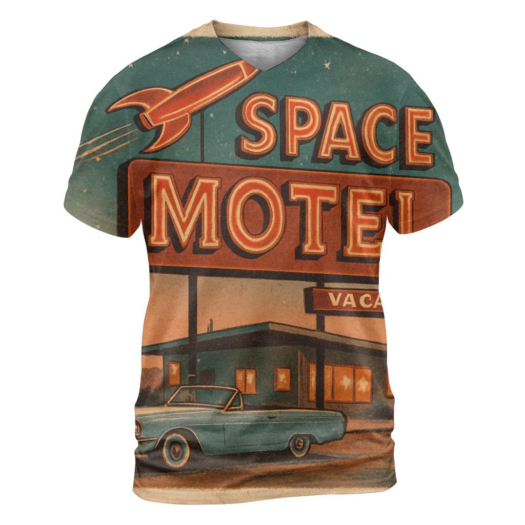 Vintage Space Motel Postcard trendy printed shirt styles