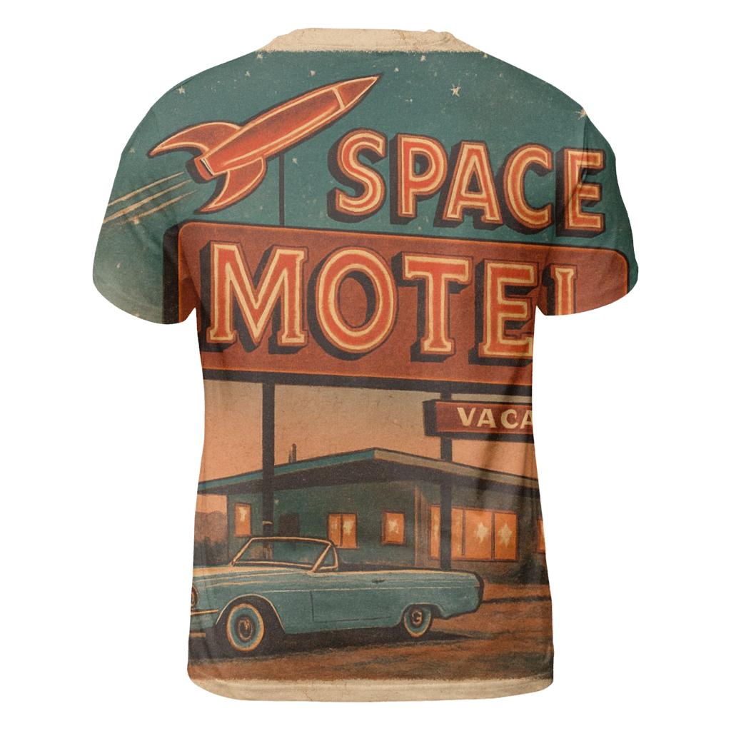 Vintage Space Motel Postcard trendy printed shirt styles