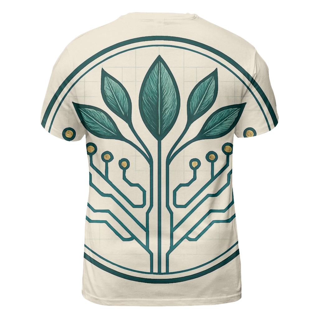 Botanical Circuitry Emblem artistic all-over print tops