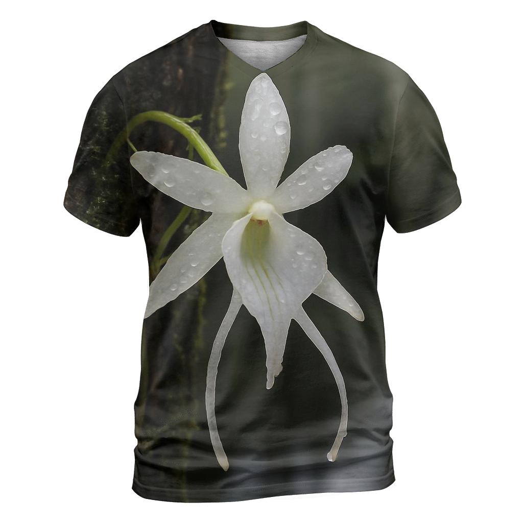 Ghost Orchid After Rain On Cypress Bark creative print fashion shirts