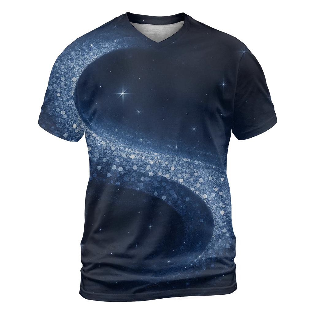 Midnight Sequin Nebula Wave vibrant all-over design tees