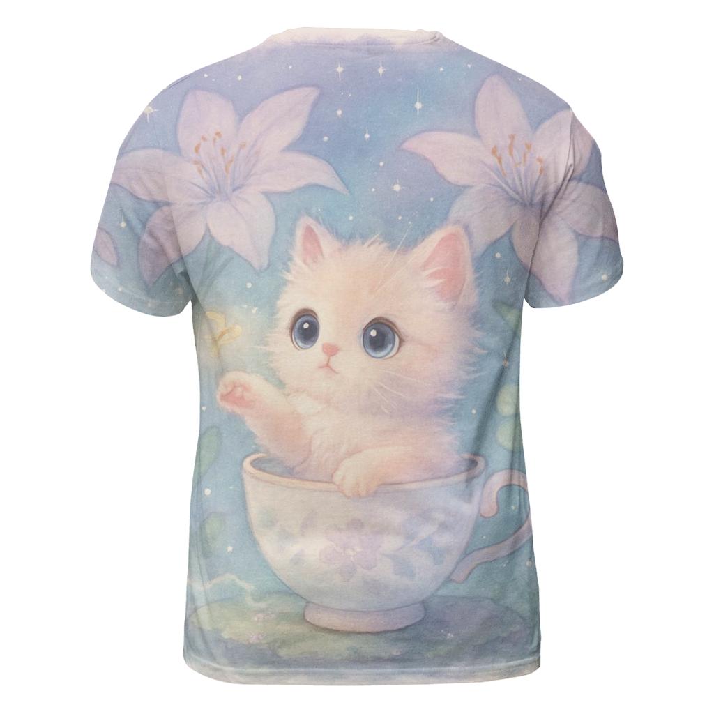Moonlit Teacup Kitten Garden statement graphic shirts
