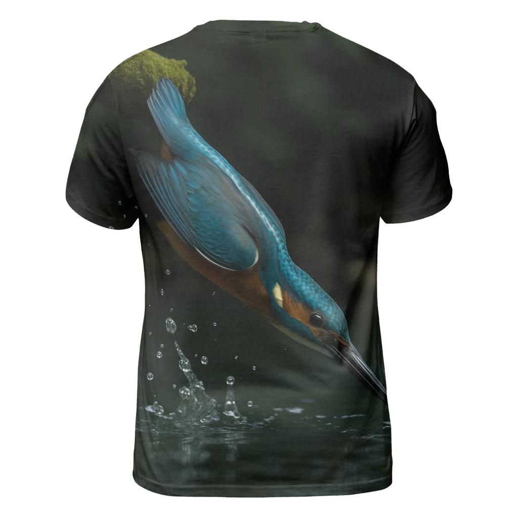 Riverglass Hunt Common Kingfisher vibrant all-over design tees