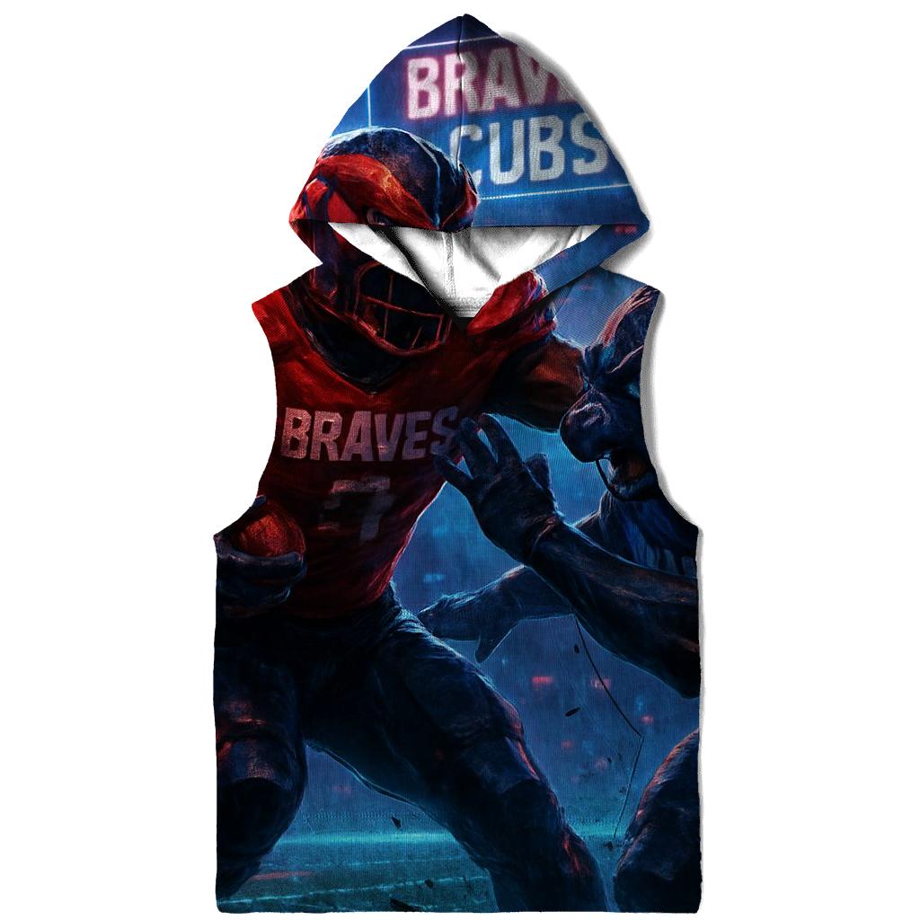 Neon Gridiron Showdown Braves Versus Cubs embroidered hoodies