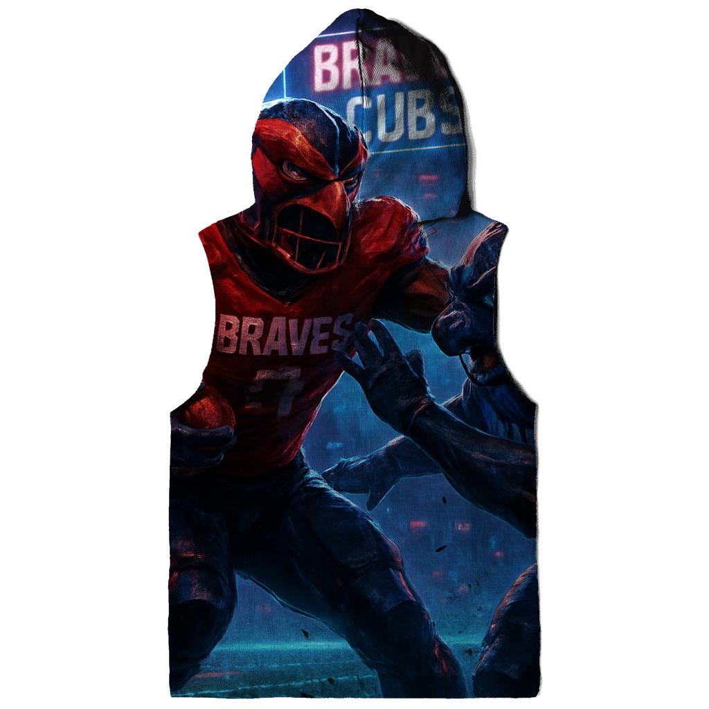 Neon Gridiron Showdown Braves Versus Cubs embroidered hoodies