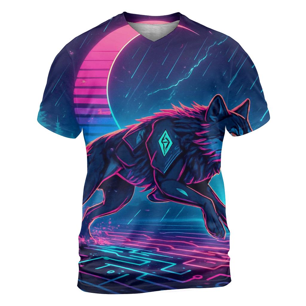 Neon Rain Driftwolf On The Circuit Tundra designer pattern shirts