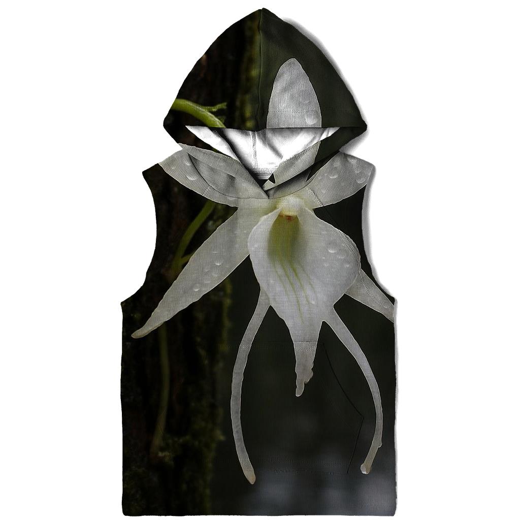 Ghost Orchid After Rain On Cypress Bark printed hoodies