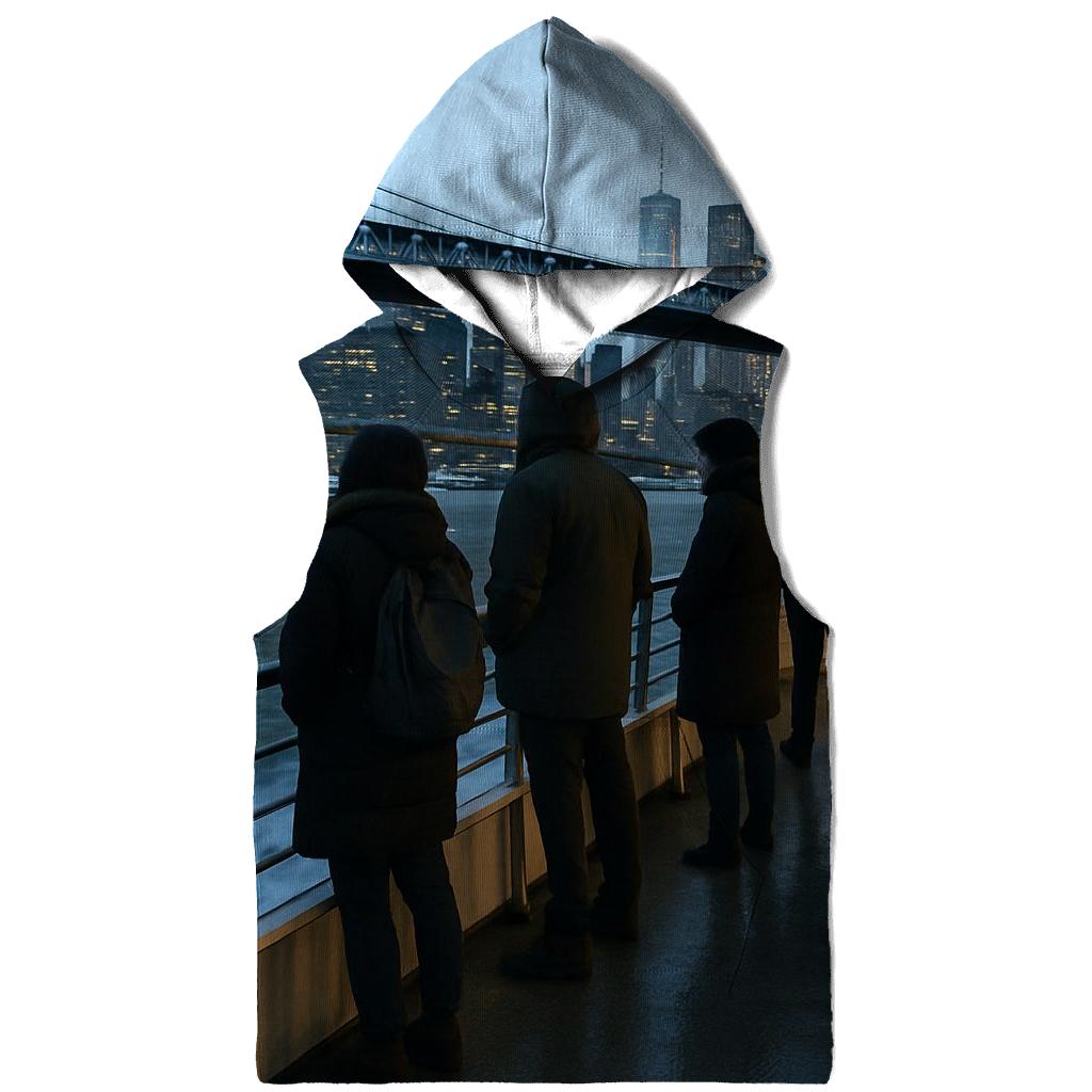 First Ferry Lights Under The Manhattan Bridge premium hoodies