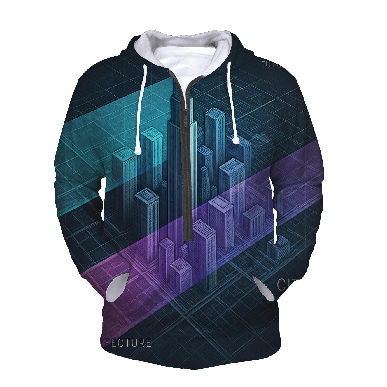 Prismatic City Blueprint Collage heavyweight hoodies