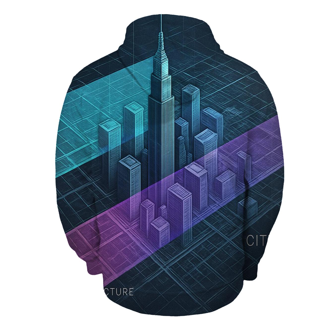 Prismatic City Blueprint Collage heavyweight hoodies