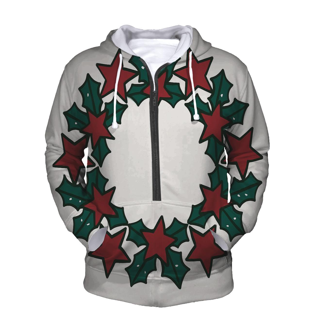 Holly Star Lattice Wreath graphic hoodies