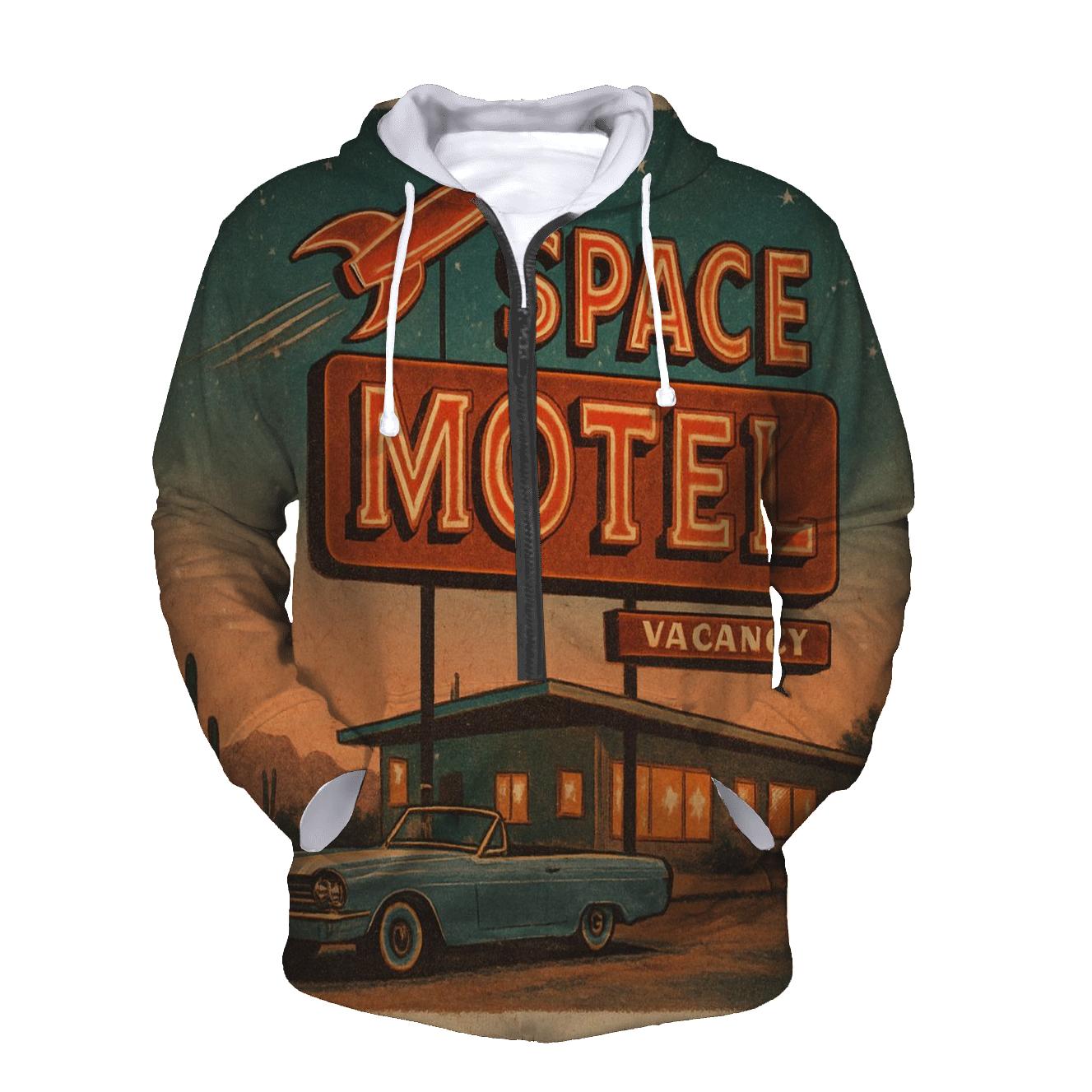 Vintage Space Motel Postcard graphic hoodies