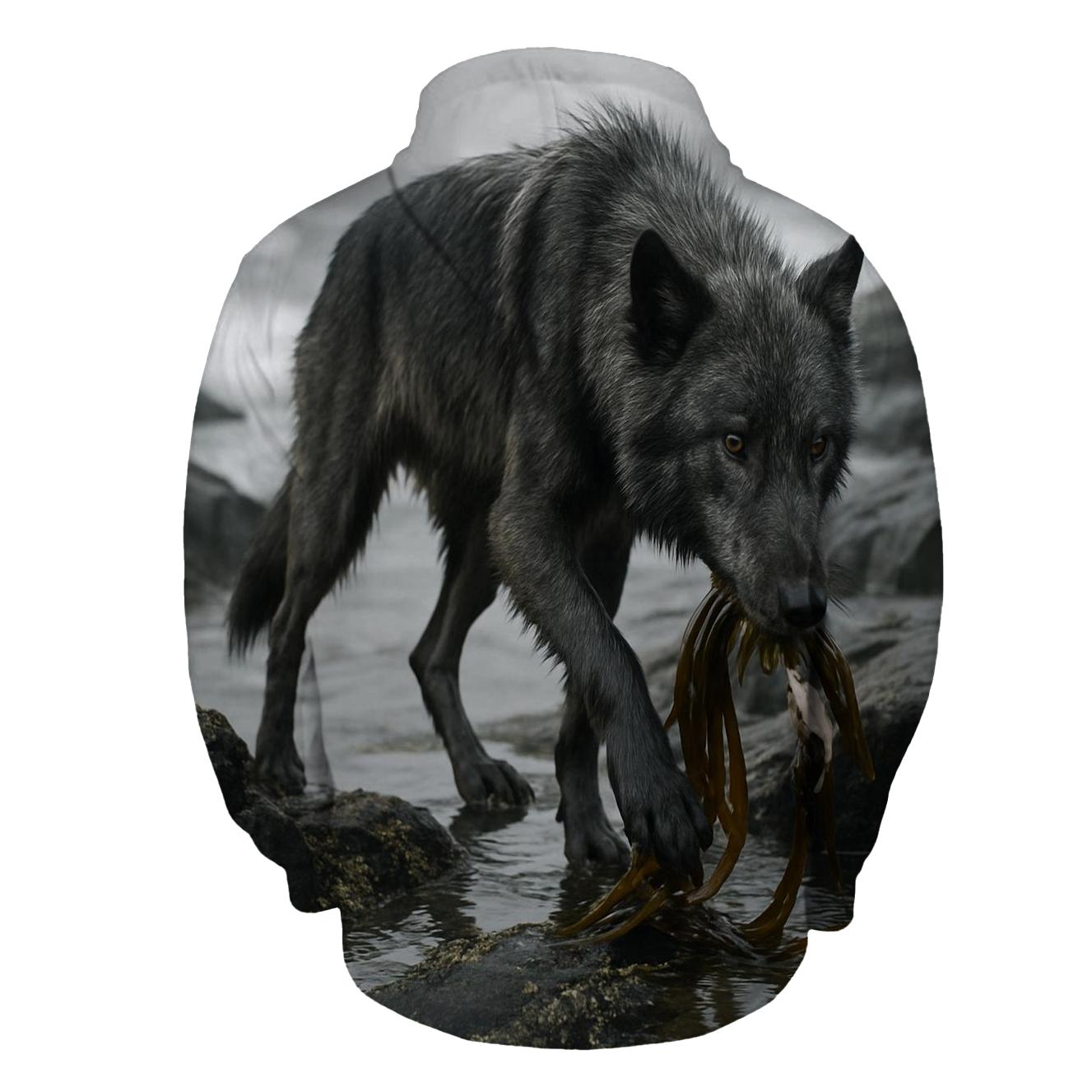 Wolf On The Volcanic Coast Kelp Foraging hoodie styles