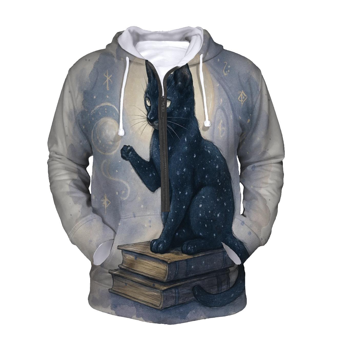 Midnight Library Familiar Cat designer hoodies