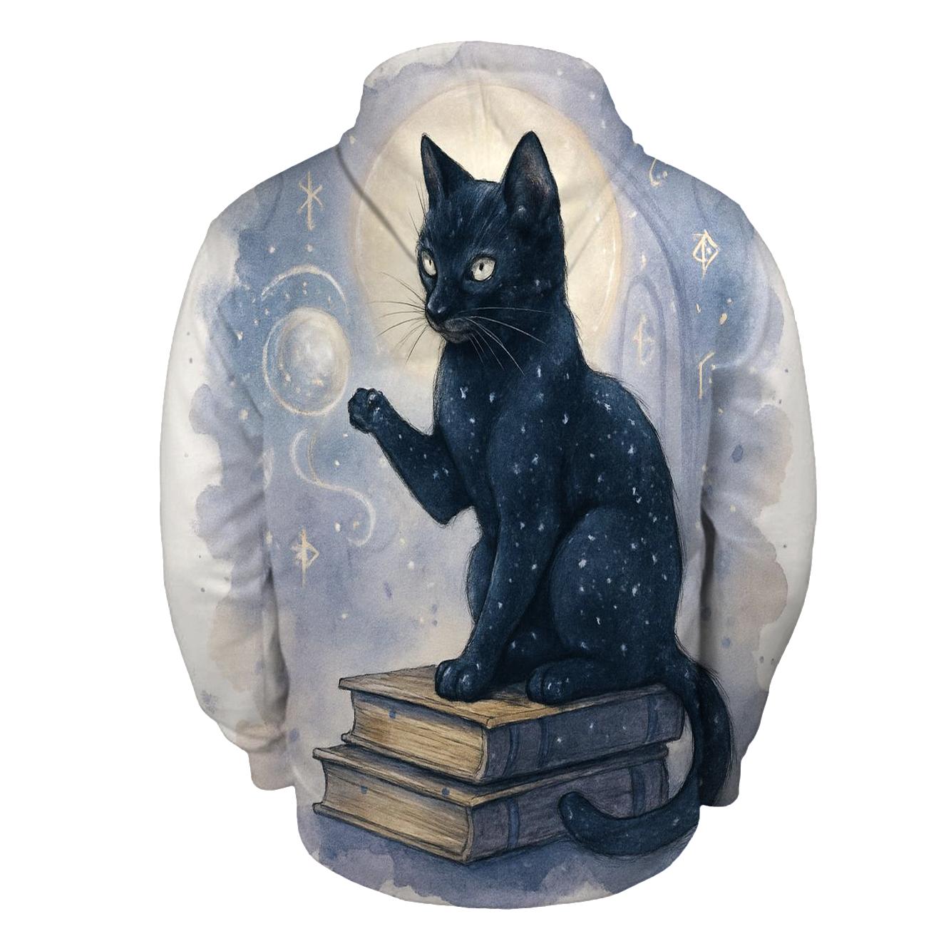 Midnight Library Familiar Cat designer hoodies