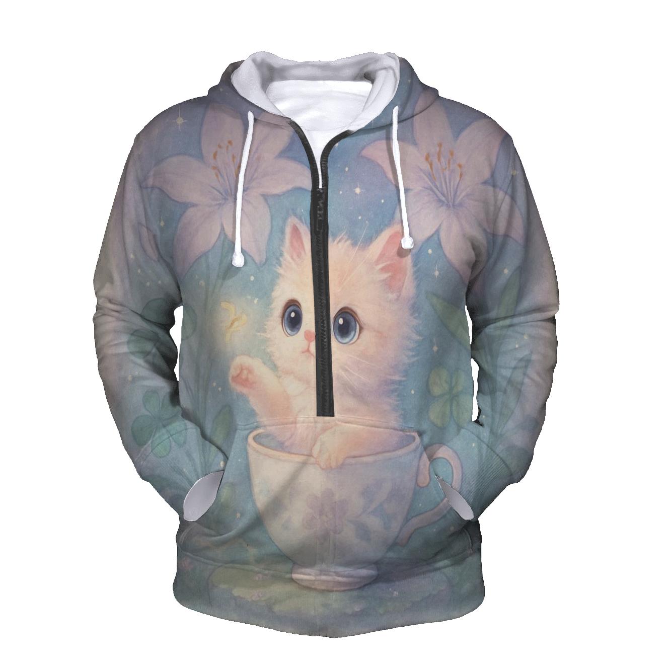Moonlit Teacup Kitten Garden custom hoodies