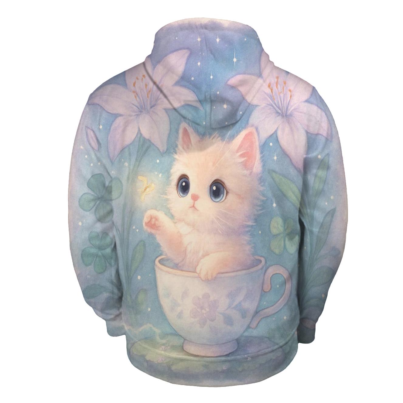 Moonlit Teacup Kitten Garden custom hoodies
