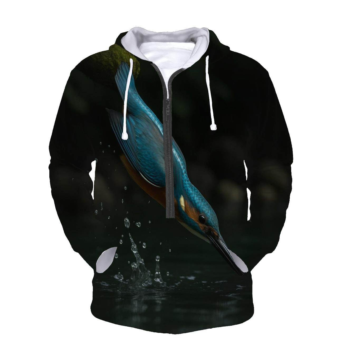 Riverglass Hunt Common Kingfisher printed hoodies