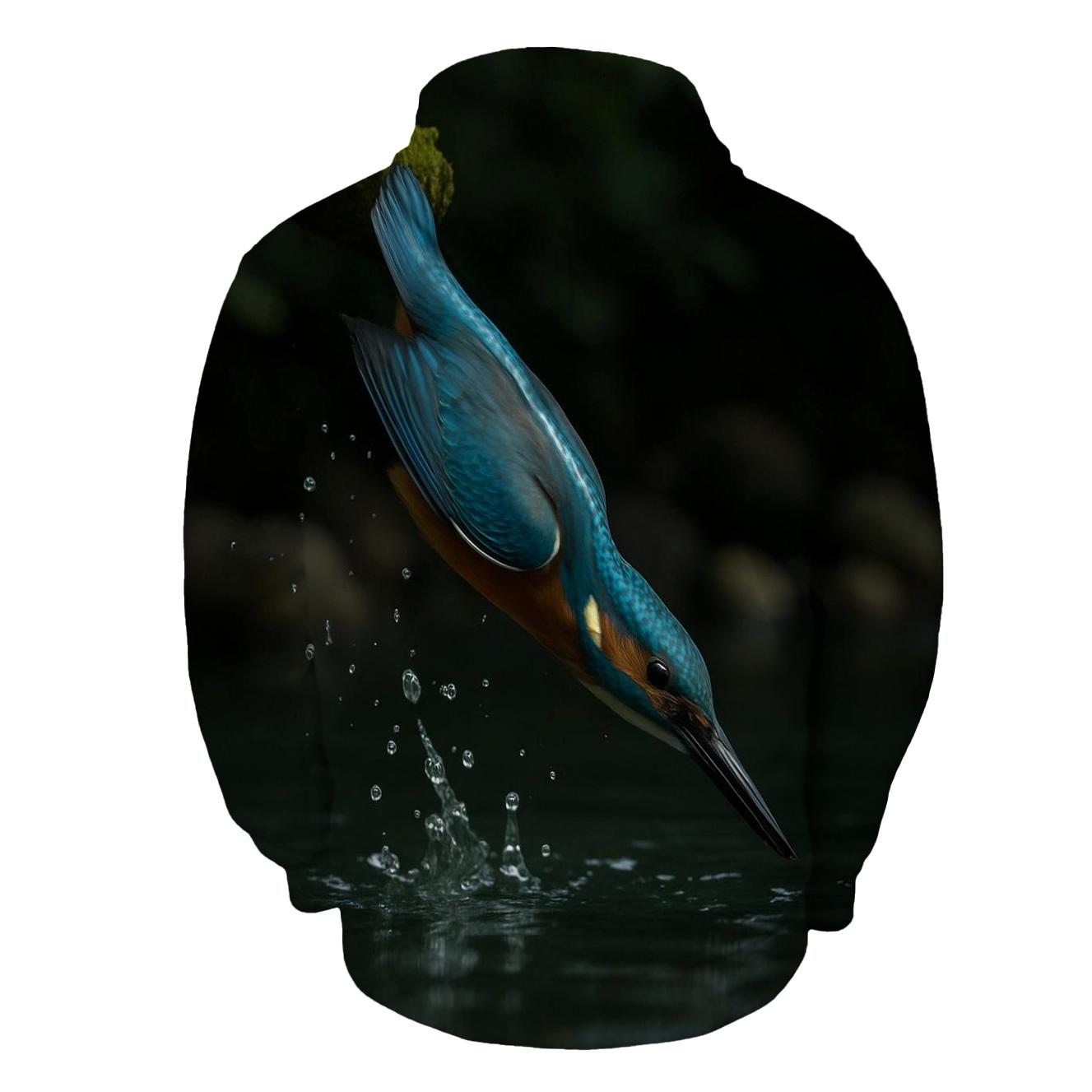 Riverglass Hunt Common Kingfisher printed hoodies