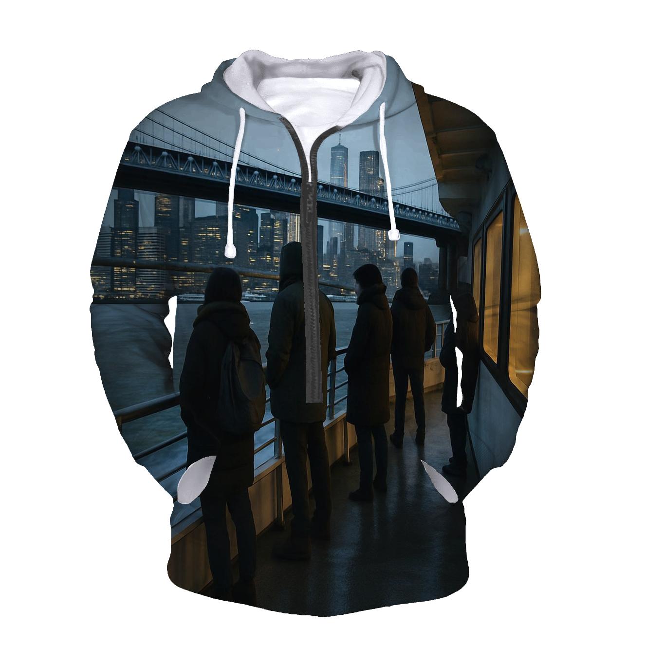 First Ferry Lights Under The Manhattan Bridge graphic hoodies