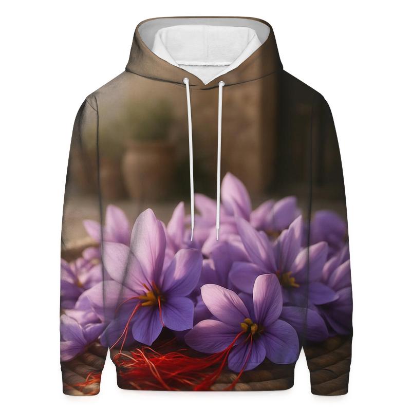 Saffron Crocus Drying Tray In A Rural Courtyard graphic hoodies