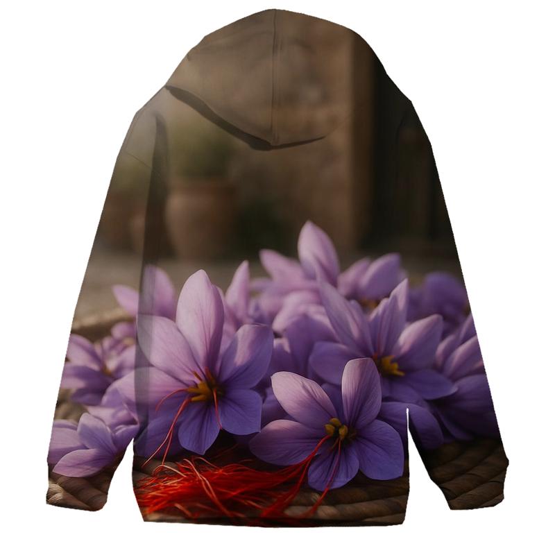 Saffron Crocus Drying Tray In A Rural Courtyard graphic hoodies