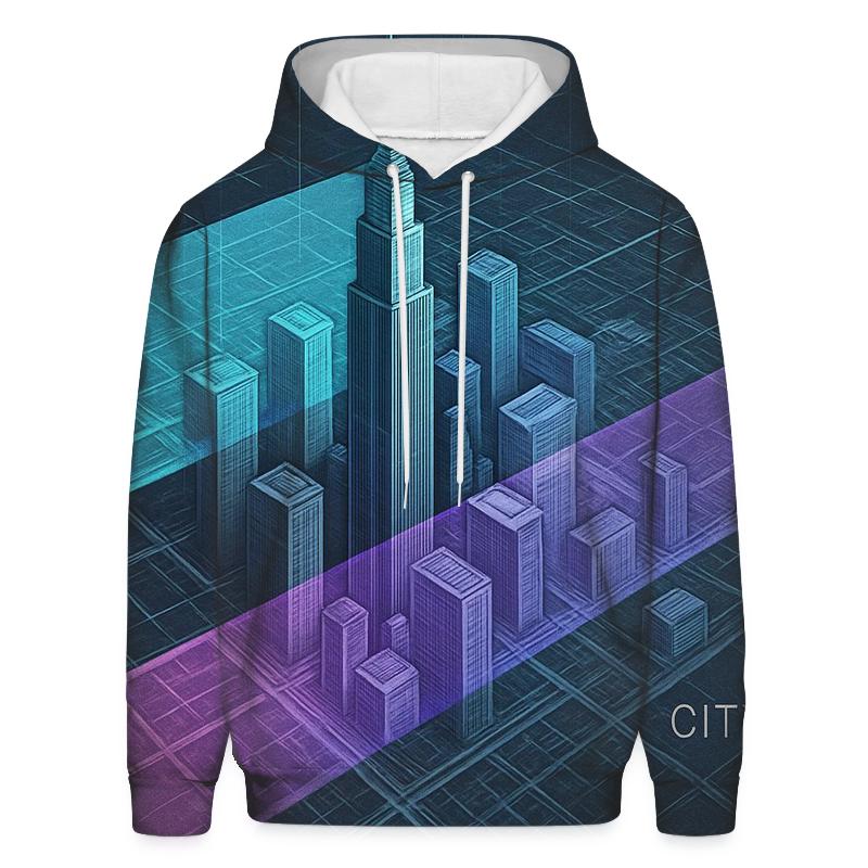 Prismatic City Blueprint Collage heavyweight hoodies