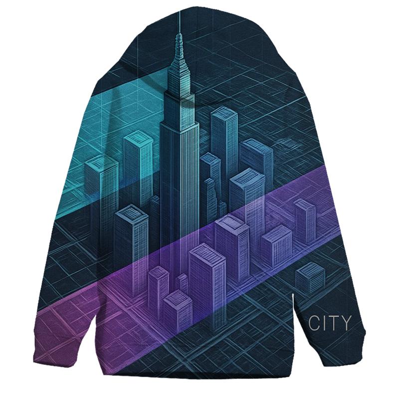 Prismatic City Blueprint Collage heavyweight hoodies