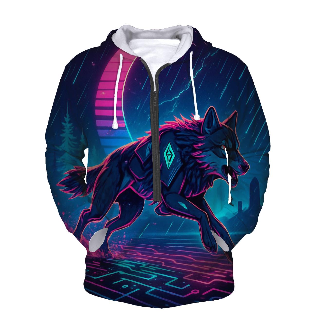 Neon Rain Driftwolf On The Circuit Tundra designer hoodies