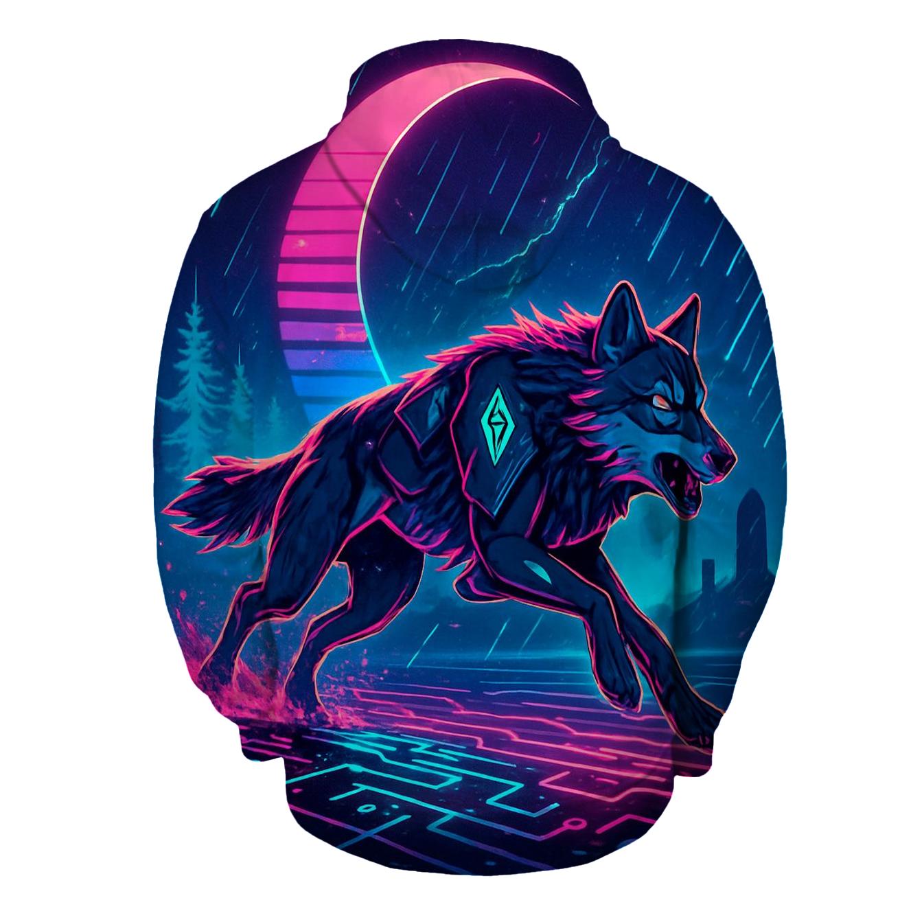 Neon Rain Driftwolf On The Circuit Tundra designer hoodies