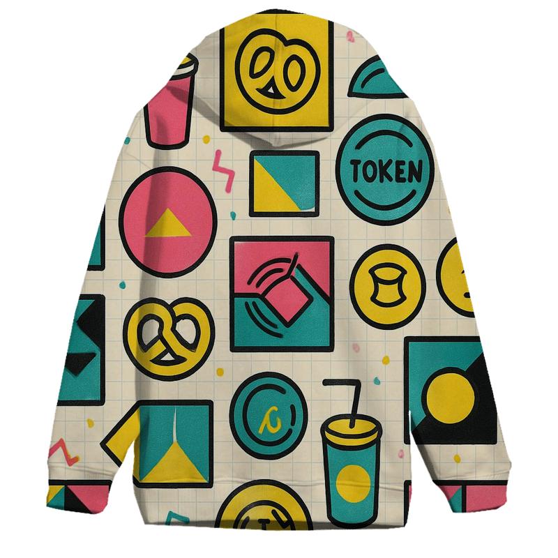 Mall Food Court Neon Tiles lightweight hoodies