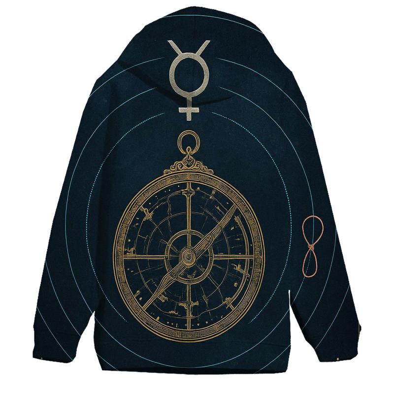 Retrograde Mercury Astrolabe Blueprint designer hoodies