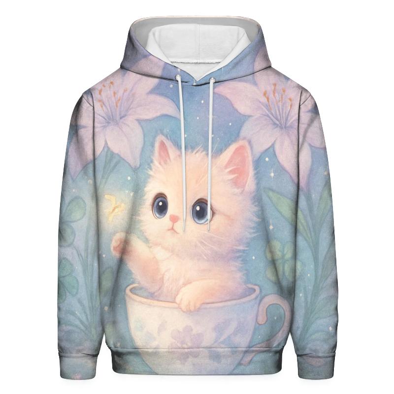 Moonlit Teacup Kitten Garden hoodie trends