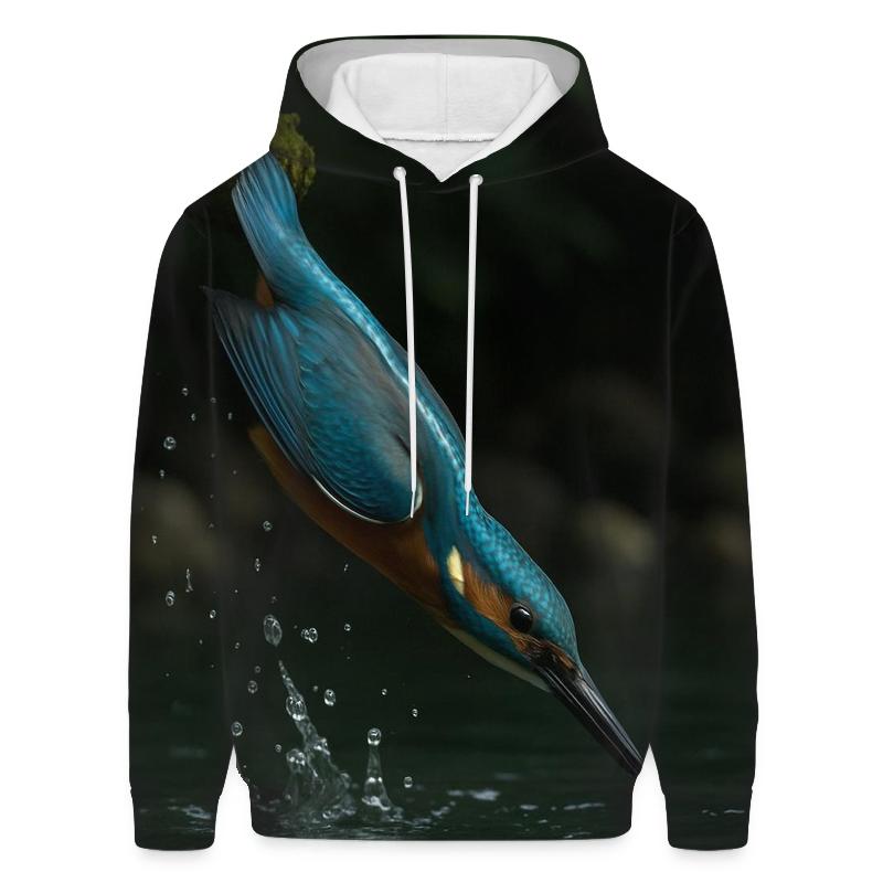 Riverglass Hunt Common Kingfisher graphic hoodies