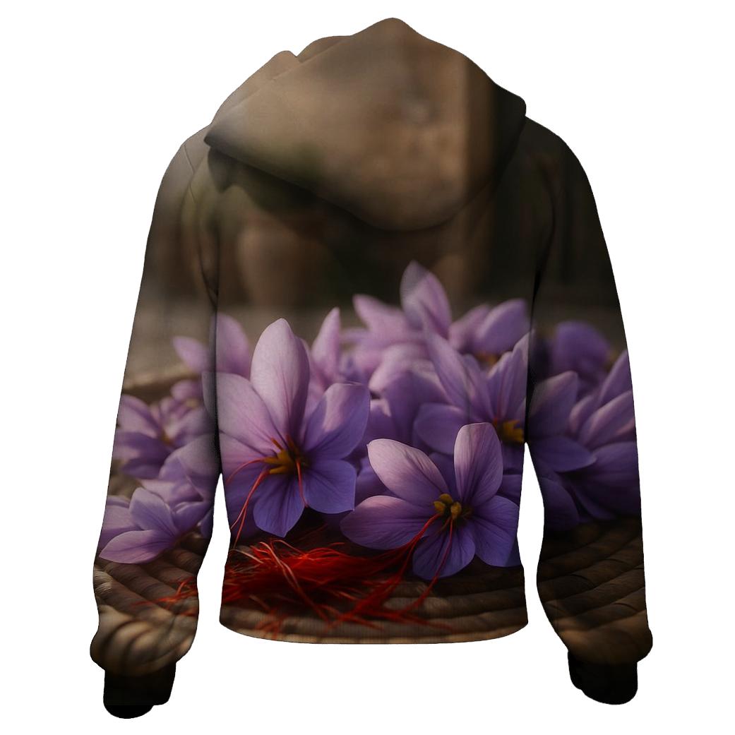 Saffron Crocus Drying Tray In A Rural Courtyard zip-up hoodies