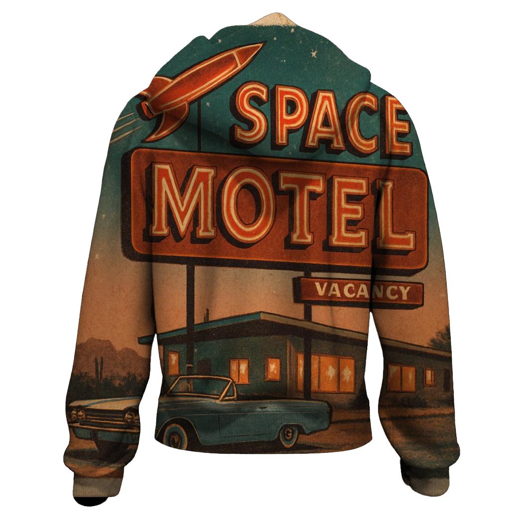 Vintage Space Motel Postcard graphic hoodies
