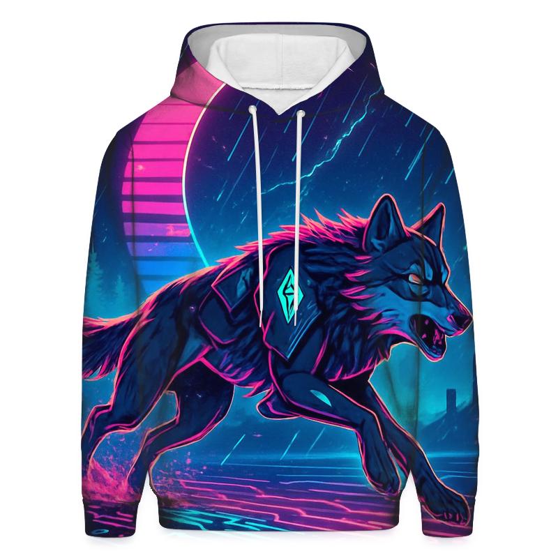 Neon Rain Driftwolf On The Circuit Tundra designer hoodies