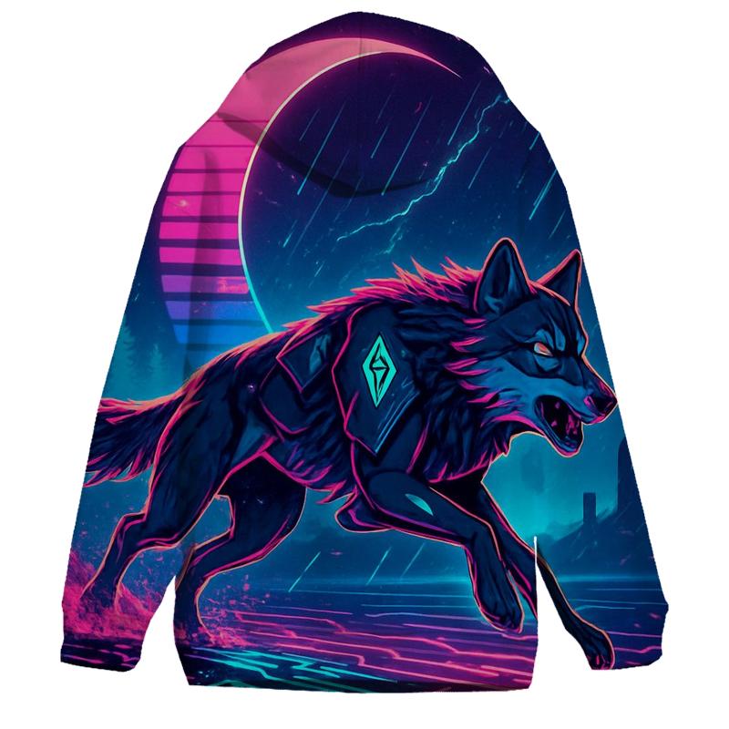 Neon Rain Driftwolf On The Circuit Tundra designer hoodies