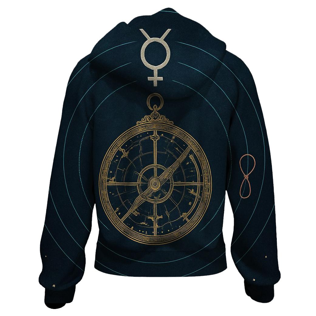 Retrograde Mercury Astrolabe Blueprint hoodie styles