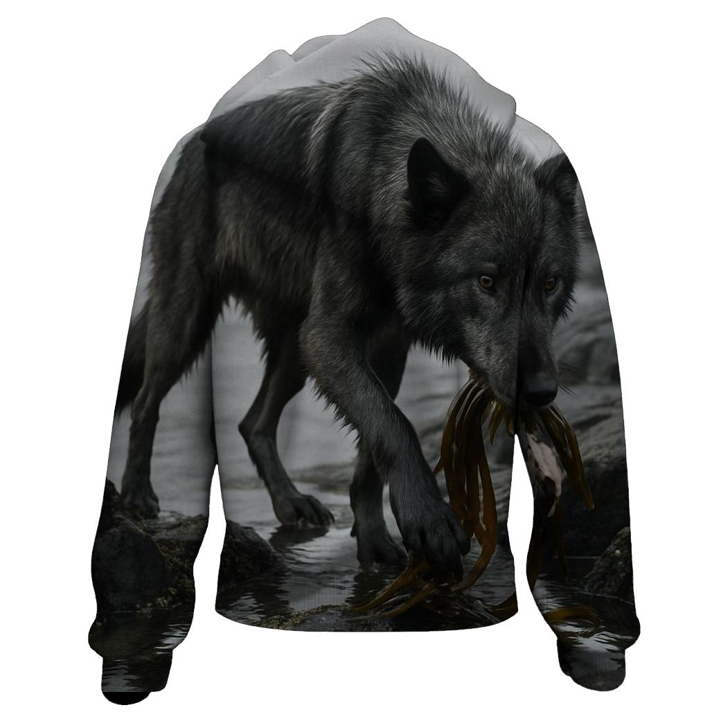 Wolf On The Volcanic Coast Kelp Foraging hoodie styles