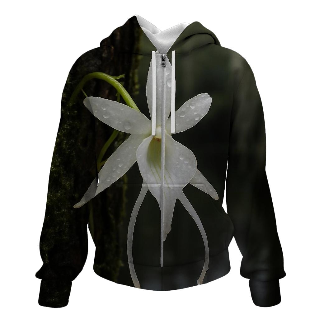 Ghost Orchid After Rain On Cypress Bark hoodie designs