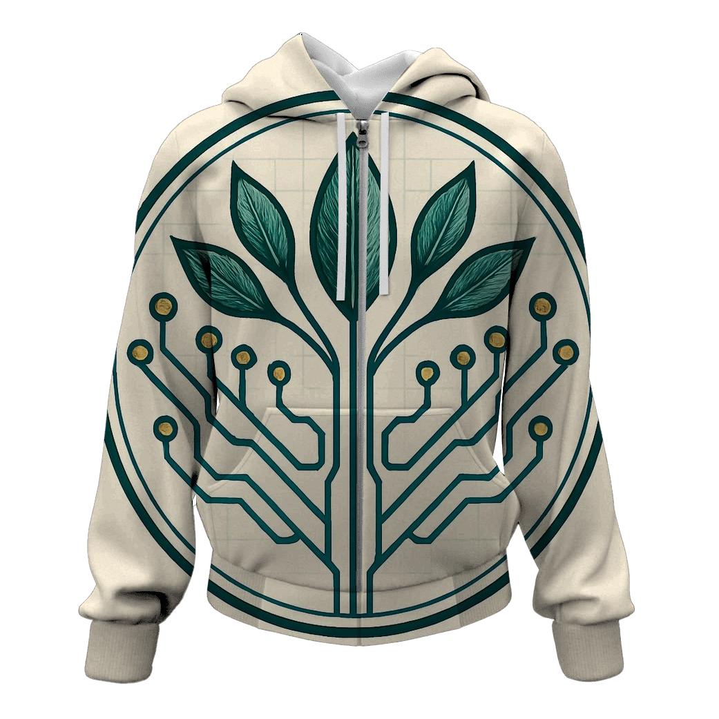 Botanical Circuitry Emblem zip-up hoodies