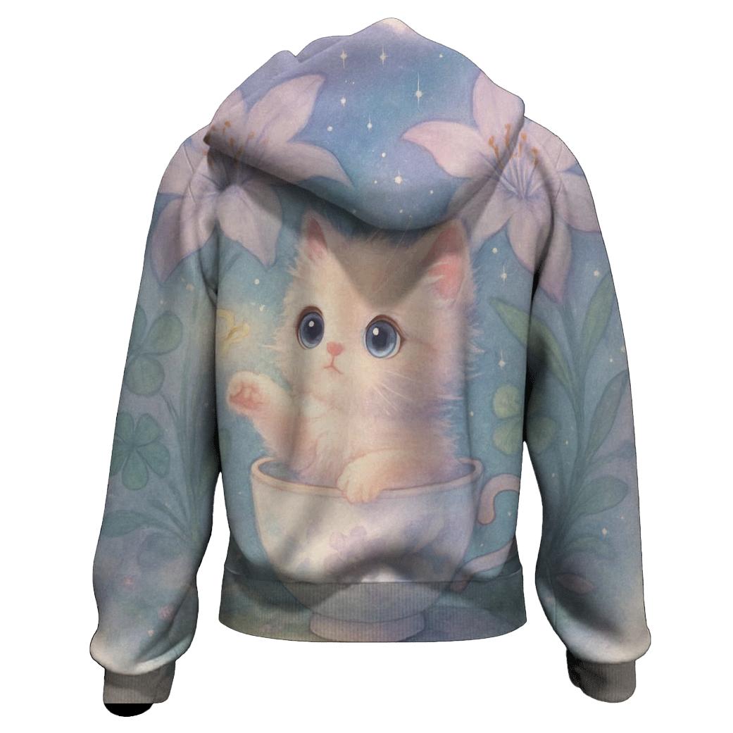 Moonlit Teacup Kitten Garden hoodie designs