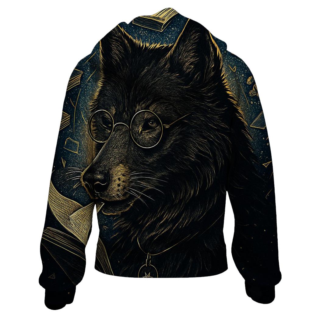 Obsidian Librarian Wolf Of The Star Archive zip-up hoodies