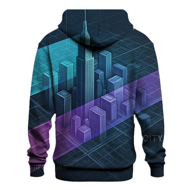 Prismatic City Blueprint Collage custom hoodies