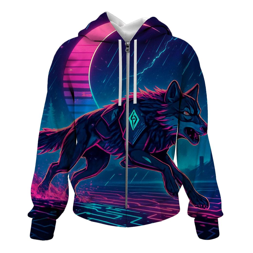 Neon Rain Driftwolf On The Circuit Tundra hoodie designs