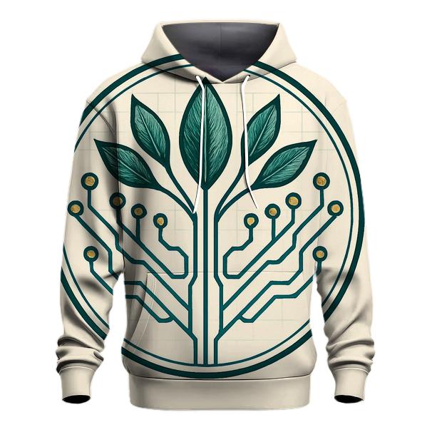 Botanical Circuitry Emblem graphic hoodies