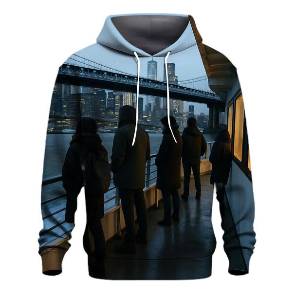 First Ferry Lights Under The Manhattan Bridge graphic hoodies