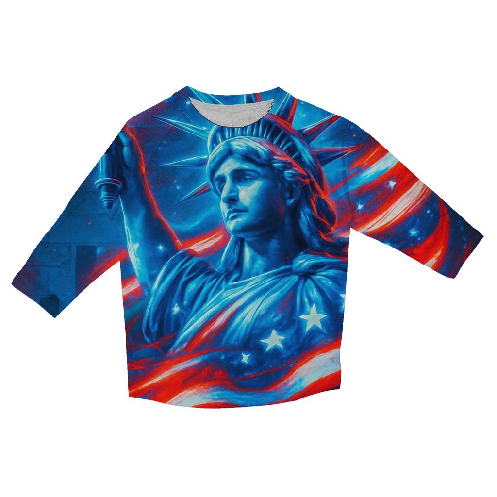 Neon Liberty Surge Flag custom 3/4 sleeve shirts